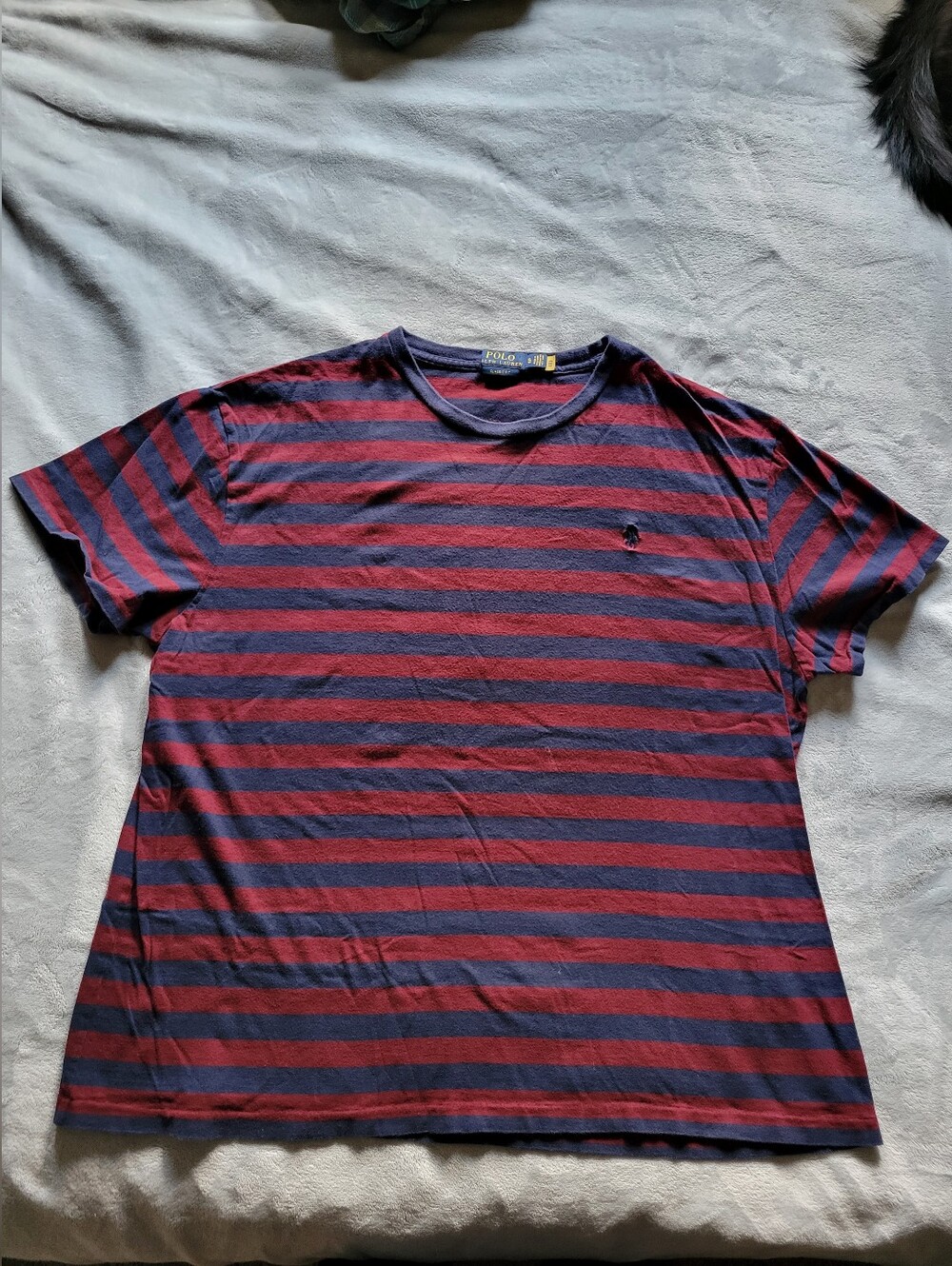 POLO Ralph Lauren | Mens Red and Navy Striped Crew Neck Tee